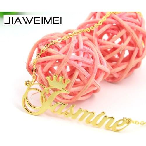 Women Personalized Necklace Name Crown 925 Sterling Silver Gold Jewelry Name Plate Custom Christmas Gift