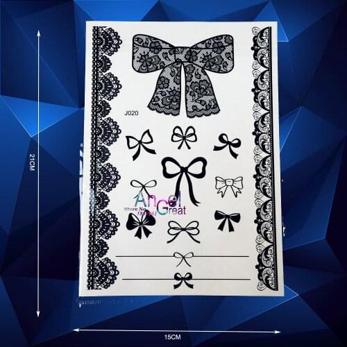 1PC Black Ink Bowknot Pattern Henna Waterproof Fake Tattoo Flash Body Art Tattoo Paste Paper Women Makeup tatouage taty ABJ020