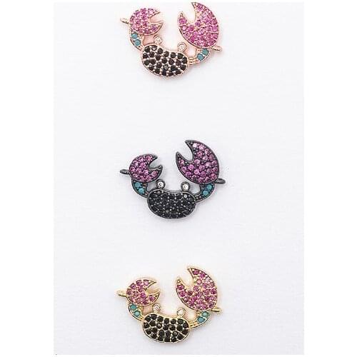 13*19mm crab crystal micro pave cz zircon cubic zirconia beads DIY necklace bracelet connectors accessories wrf23