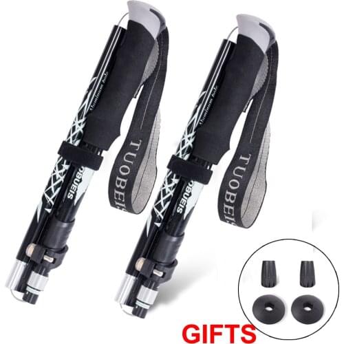 2PC/Lot 5-Section Outdoor Fold Trekking Poles Portable Hiking Walking Stick For Nordic Elderly Telescopic Club Easy Put Into Bag