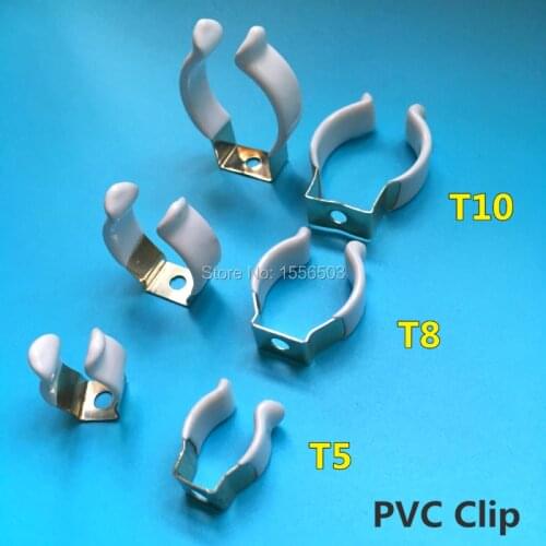 50 PCS T5 T8 T10 PVC Strong U Clip Wedge Tube Lamp Base Holder Metal with White Surface Cover for LED Fluorescent Light