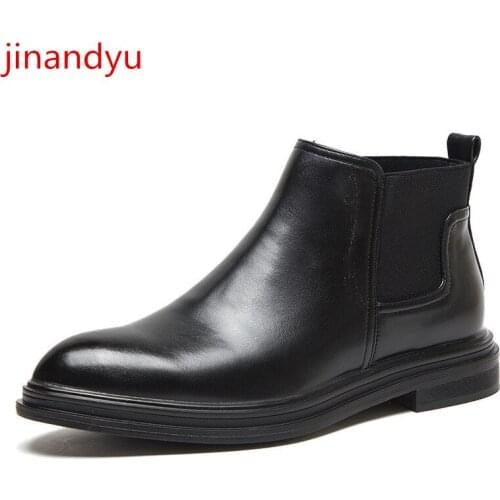 38-48 Quality Shoes Leather Short Boots Male Formal Business Shoes for Mens High Ankle Shoes Men Original Retro British Style