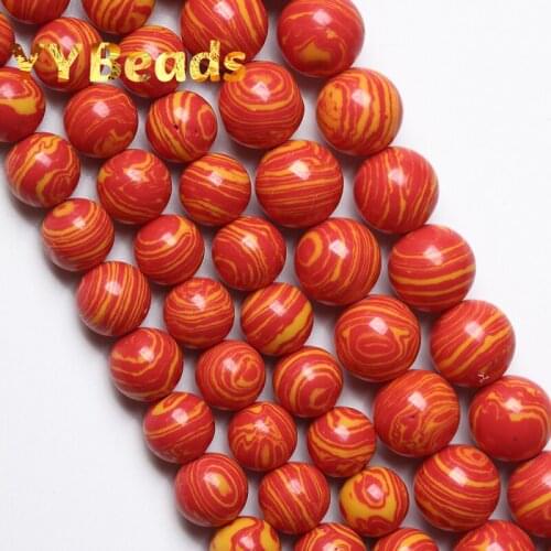 Orange Malachite Stone Beads Natural Mineral Turquoises Round Spacer Charm Beads 4mm-12mm For Jewelry Making Bracelets Ear Studs