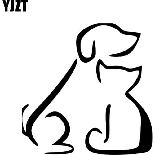 YJZT 13CM*13CM Cat Dog Lover Vinyl Car Truck Sticker Accessnies Decoration Black/Silver C2-3184