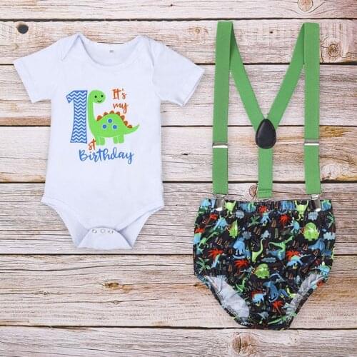 Baby First Birthday Outfit Boy Fashion Bowtie One Year Old Boys Romper Bodysuit Set