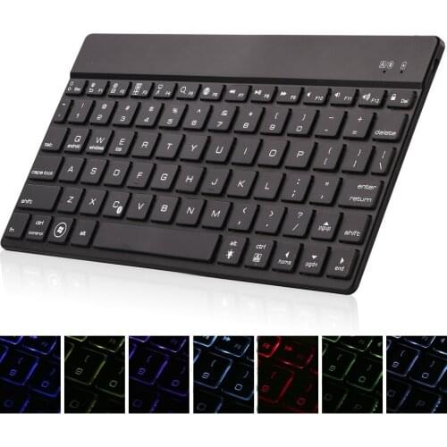 For iPad Air 3 2019 Premium Portable Slim Rechargeable 7 Colors LED Backlit Aluminum Wireless Bluetooth Keyboard Case