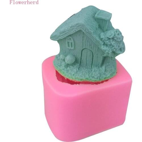 3D House Log Cabin Shape Fondant Liquid Silicone Mold Soap Mold Candle Mold Plaster Drop Glue Cake Decorating Tools Baking Mold