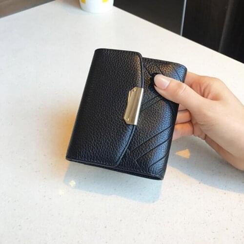 San Maries GEOMETRIC Wallet Women Genuine Leather Wallets Fashion Hasp Short Wallet Female Small Woman Wallets And Purses