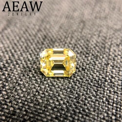 Emerald Cut 2.0 Carat Yellow Color Moissanite Loose Stone VVS Excellent Cut Grade Test Positive Lab Diamond