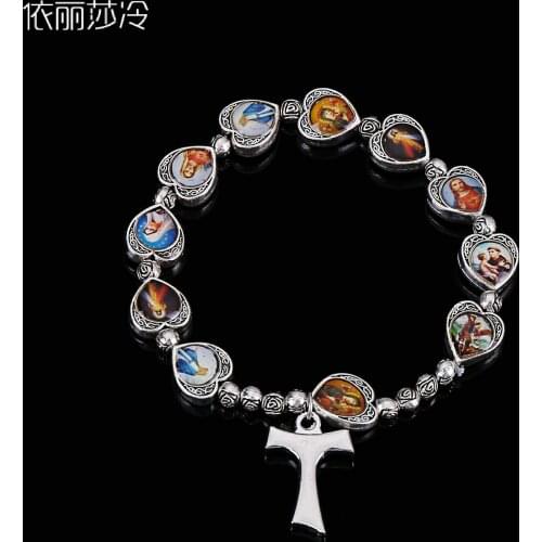 Classic elastic small metal beaded rosary bracelet, Santa Maria rosary beaded bracelet. Sacred religious icon icon bracelet