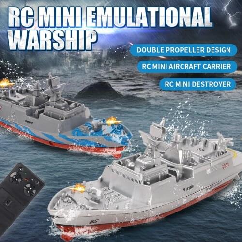 2021 NEW RC Boat Warship 2.4GHZ Toys Remote Control Mini Electric Carrier Children Outdoors Water Speedboat Remote Control Toys