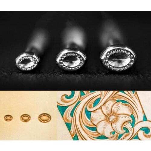 DIY handmade leather products vegetable tanned leather stainless steel leather leather carving printing tools carved oval flower