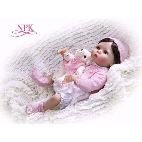 NPK 55cm pink Full Vinyl Reborn Baby Doll Toy For Girl Boys Newborn Dolls For Children Birthday Gifts Baby Dress hot