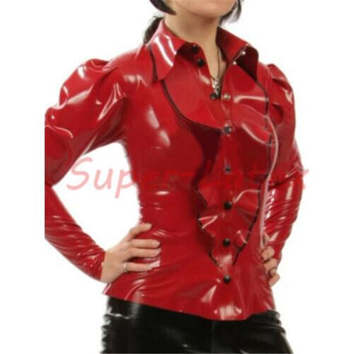Latex Rubber Gummi Shirt Coat Top Jacket Blouse Catsuit Suit Party Vintage