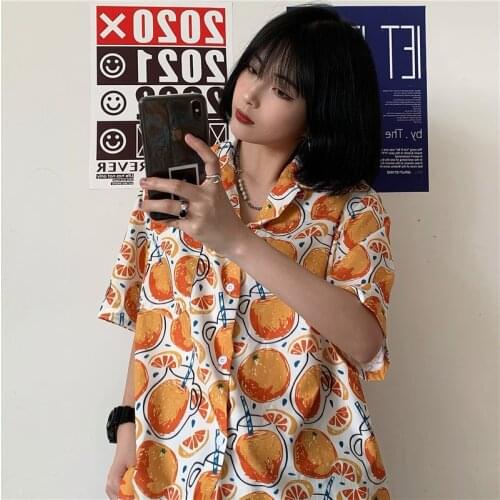 Summer thin retro printed loose casual shirt women