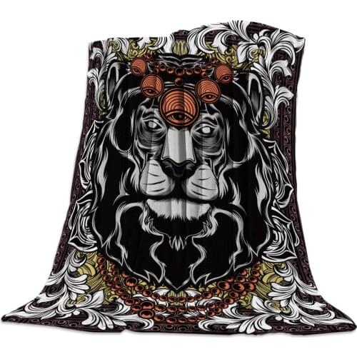Lion Beast Wild Flannel Blanket Portable Soft Throw Blanket Warm Microfiber Blankets for Beds