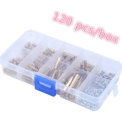M3 High Quality PCB Threaded Brass Male Female Standoff Spacer Board Hex Screws Nut Assortment Box Kit with Storage Box