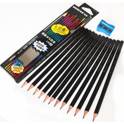 Marco Pencils 12Pcs Non-toxic Six angle Standard Pencils 2H/2B/HB Professional Chancery Office School colorful Pencil