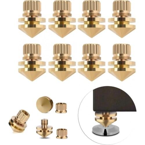 8 Pcs Copper Spikes for Speakers Subwoofer CD Audio Amplifier Turntable Isolation Stands Feet HiFi Speaker Stand Spike Base Pad