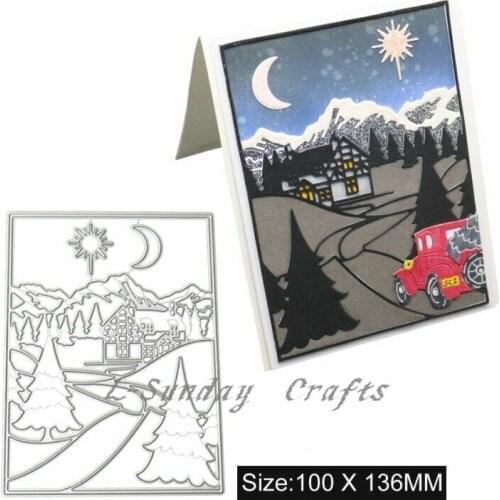 L-Sunday Crafts Die Cuts Country road and car Metal Cutting Dies Stencils Scrapbooking Cardmaking Paper Crafts Embossing