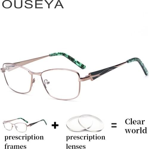Metal Women Prescription Glasses Multifocal Luxury Gold Optical Transition Blue Ray Thin Progressive Reading Spectatles #ML0051