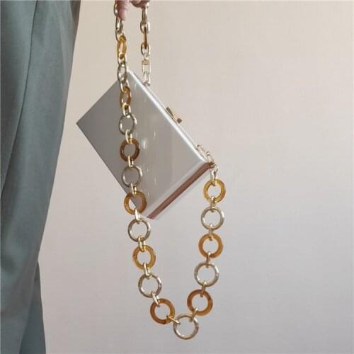 Fashion design acrylic aluminium circle chunky bag shoulder chain