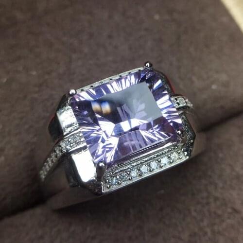 Man Ring Amethyst ring Free shipping Natural and real amethyst 925 sterling silver 10*8mm big gemstone Men Ring