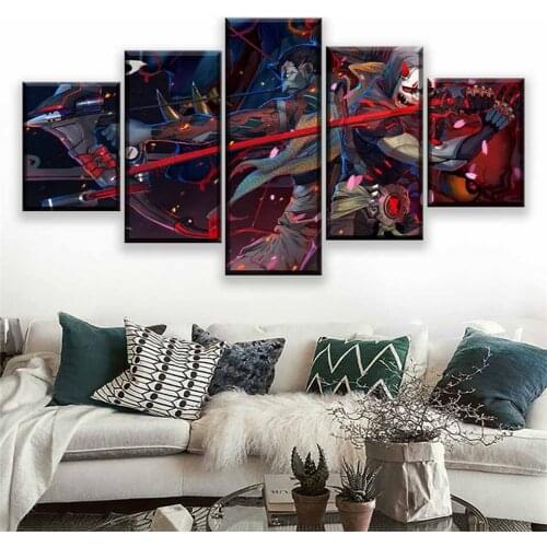 Wall Art Canvas HD Print Game Poster 5 Panels Overwatch Genji and Hanzo Modular Picture Modern Home Decoration