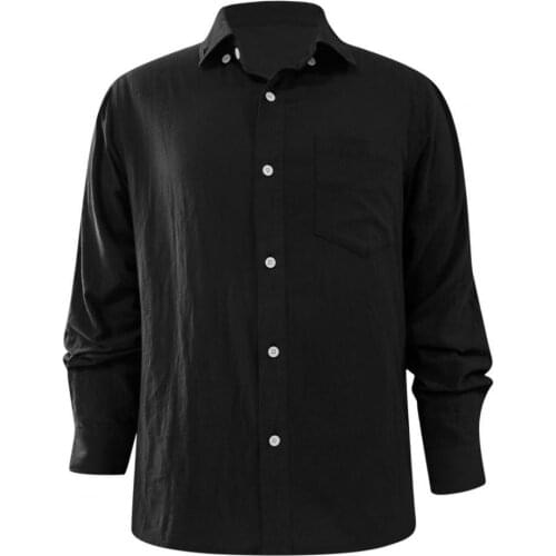 New Autumn Men Shirts Long Sleeve Solid Color Plus Size Cotton Linen Fashion Loose Casual Shirts Party