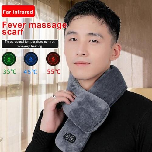 USB Heated Men and Women Winter Scarf Shawl Foreign Trade Smart Heating Solid Color Vibration Massage Scarf