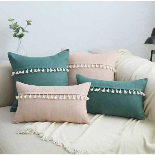 Pure Color Tassel Cushion Cover Flannel Pillow Case Home Decoration Sofa Pillow Cushion Cover 45X45cm Decoration Pillow Case