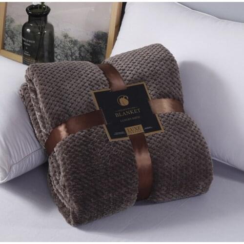 Polyester Blankets Throw Pineapple Plaid Blanket Soft Travel Blanket Solid Color Bedspread Plush Cover for Home Bed Sofa Warm