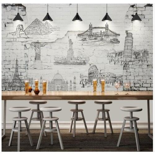 Custom photo wallpaper 3d wall murals Wall brick restoring ancient ways chart background wall papers for living room decoration
