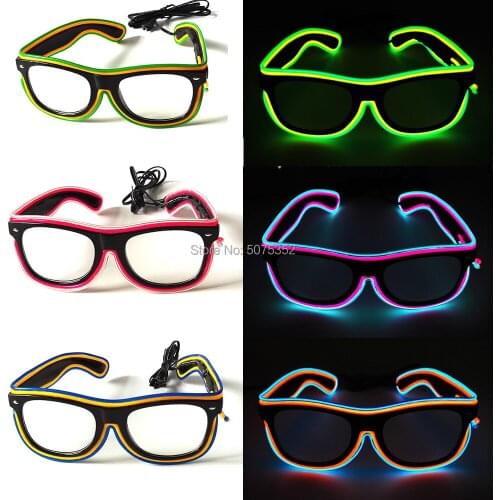 Popular Eyewear Gift Stage Show Glowing Sunglasses Colorful Illuminated EL Wire Glasses Bright Flashing Glasses For Halloween