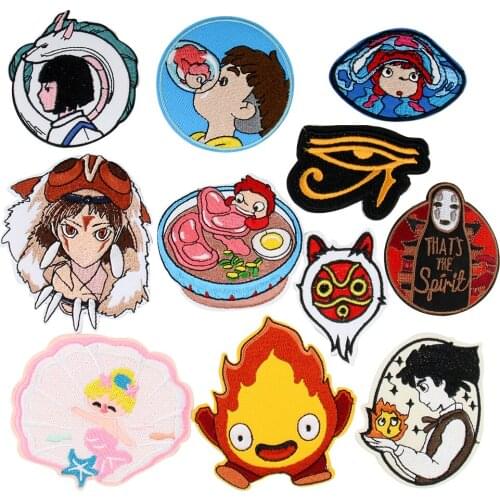 Princess Mononoke and Her Mask Applique Patches DIY Iron On Shoe Jeans Bag Clothes Spirited Away Stickers Embroideried Badges