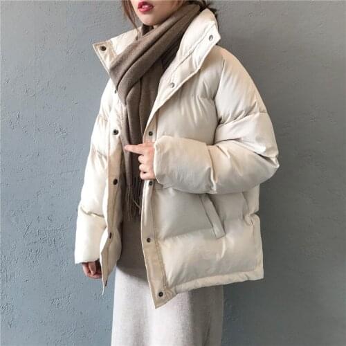 Jacket Down Jacket Winter Jacket Sleeve Length Versatile All-match Cotton Coat Loose Solid Color Jacket Jacket