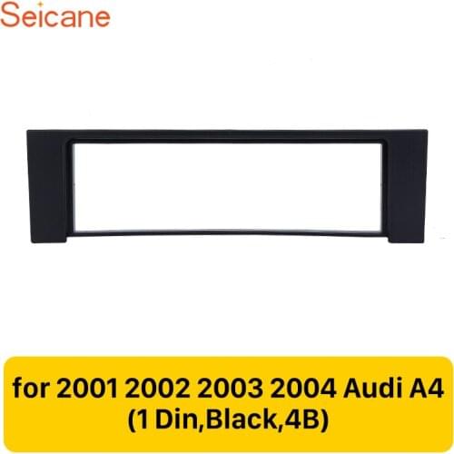 Seicane Black 182*82mm Stereo Frame Dash Kit 1Din Car DVD Player Radio Panel Fascia for 2001-2004 Audi A4 4B