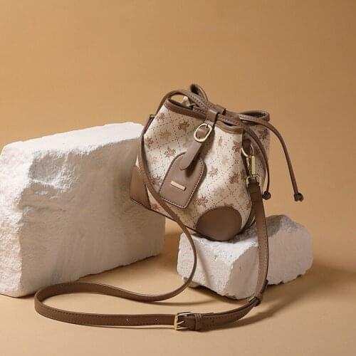 Luxury Branded Designer vintage buckets bag for women designer shoulder bags luxury leather drawstring crossbody bag small