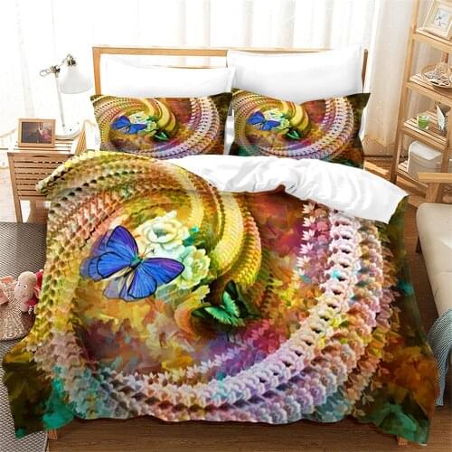 Luxury Boho Butterfly Bedding Sets Flower Duvet Cover Set with Pillowcase Full King Queen Comforter Bed Sets 200x200