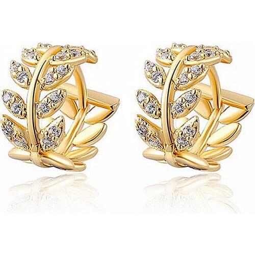 BOAKO 925 Sterling Silver Hoop Earring For Women Bling CZ Leaf Huggie Earrings Fine Jewelry Pendientes Brincos Joyero Girl Gifts