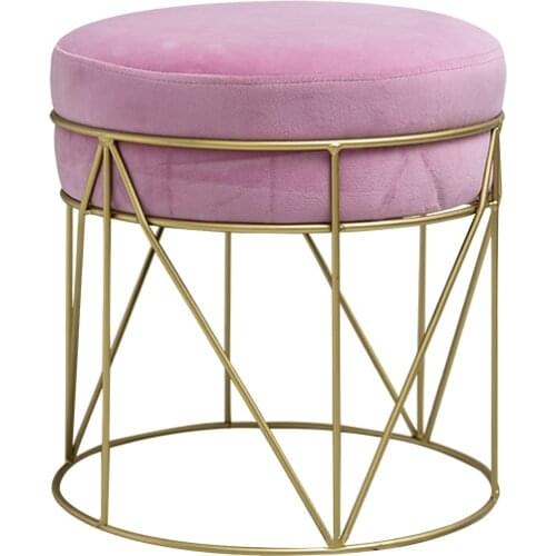 Nordic Metal Ottoman Modern Fashion Bedroom Make Up Stool Velet Change Shoes Ottoman Heavy Bearing Home Furniture