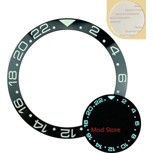 Super Blue Luminous 38mm GMT Black Sloping Design Ceramic Bezel Insert 24 Hours Set For GMT Watch SKX007/009