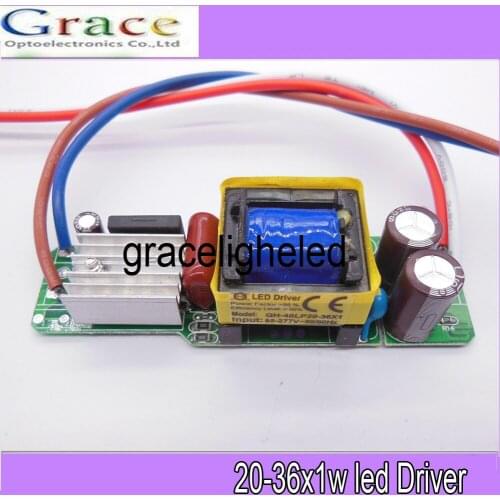 2pcs Isolation 36W AC85-277V LED Driver 20-36x1W 300mA DC60-120V LEDPowerSupply Constant Current LED Bulb Lamp Free Shipping #D