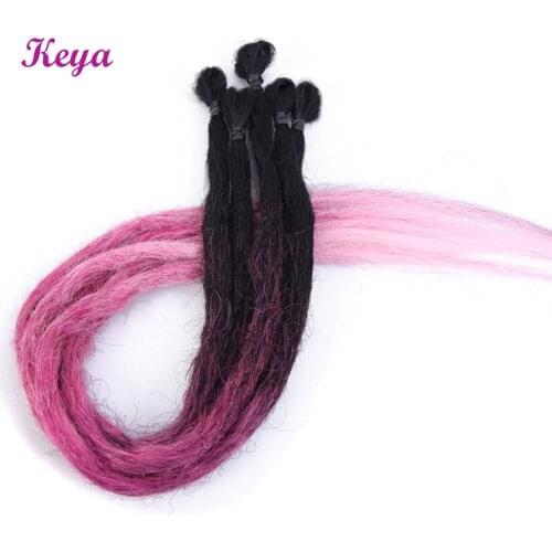 Handmade Dreadlock Extensions Pink Blue Ombre Crochet Hair 24 Inch Synthetic Dreads Extensions For Women
