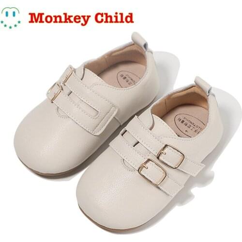 Comfortable Girls' small leather shoes Korean toddler baby 2021 spring new boys fashion bean shoes retro style British shoes sof