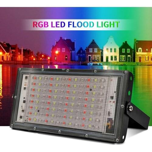 100W RGB Led Spotlight Outdoor RGB Flood Light AC220V Waterproof IP66 Reflector wall Projector Lamp With Color Remote Controller