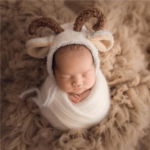 Felt Newborn Hat Felted Lamb Hat Handmade Baby Animal Bonnet Infant Wool Cap Newborn Photo props Baby Shower Gift