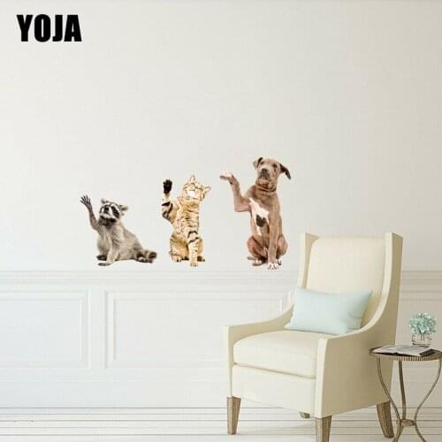 YOJA 49×26CM Naughty Funny Animals Wall Sticker Personality Creative Home Room Wall Decoration 8WS0303