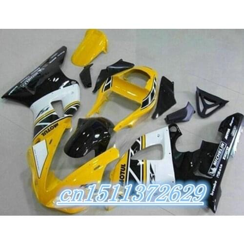 Yellow white black Fairing for YZF R1 00-01 YZF-R1 2000-2001 YZF1000 1000 YZFR1 00 01 2000 2001--D