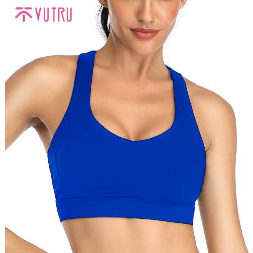 VUTRU Women Yoga Crop Top Sports Bra Push Up Underwear Fitness Brassiere Athletic Vest Shirt Breathable Mesh Running Sportswear